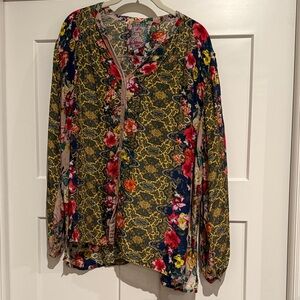 Johnny Was Multicolor Floral Blouse